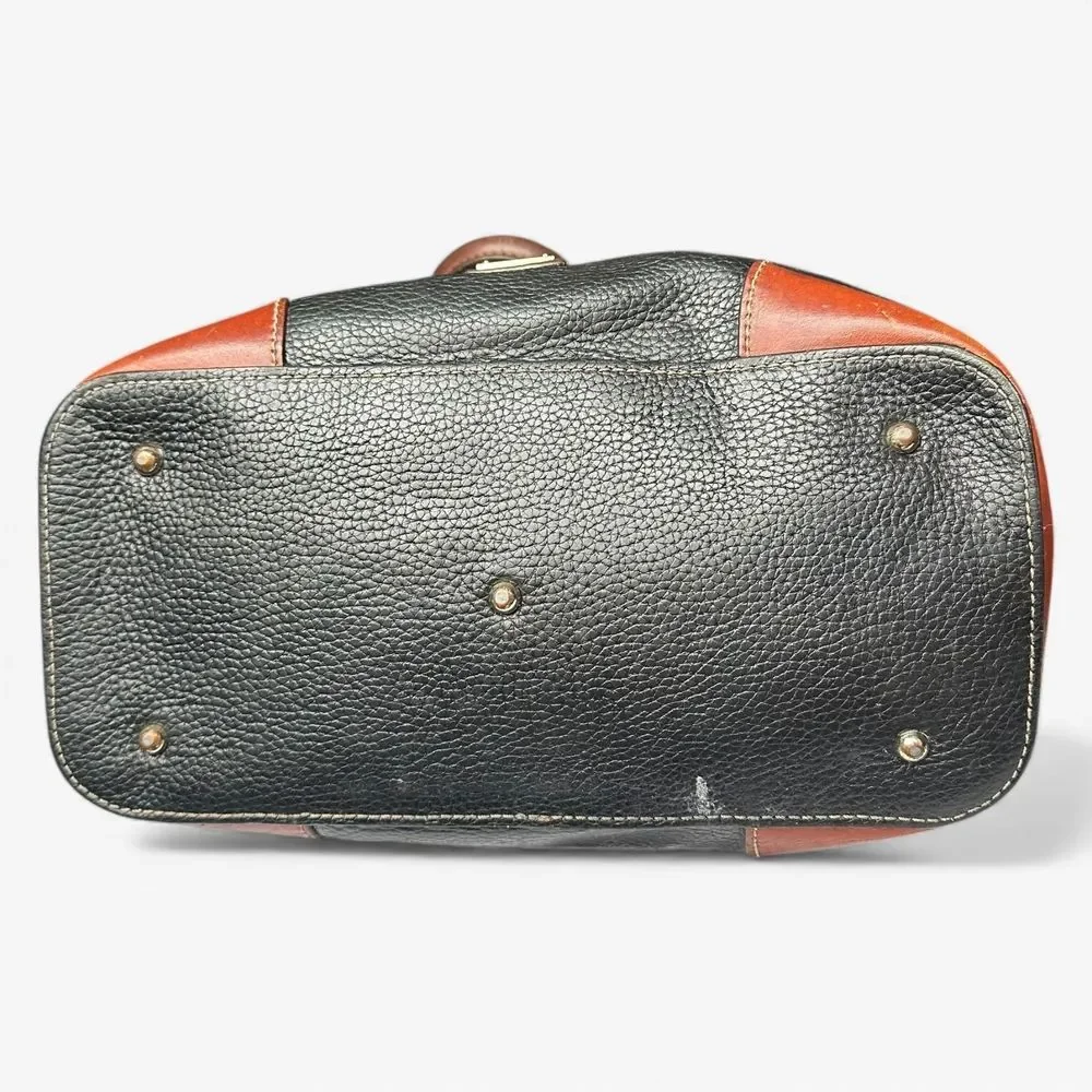 Dooney & Bourke Pebbled Leather Satchel Black Brown Trim